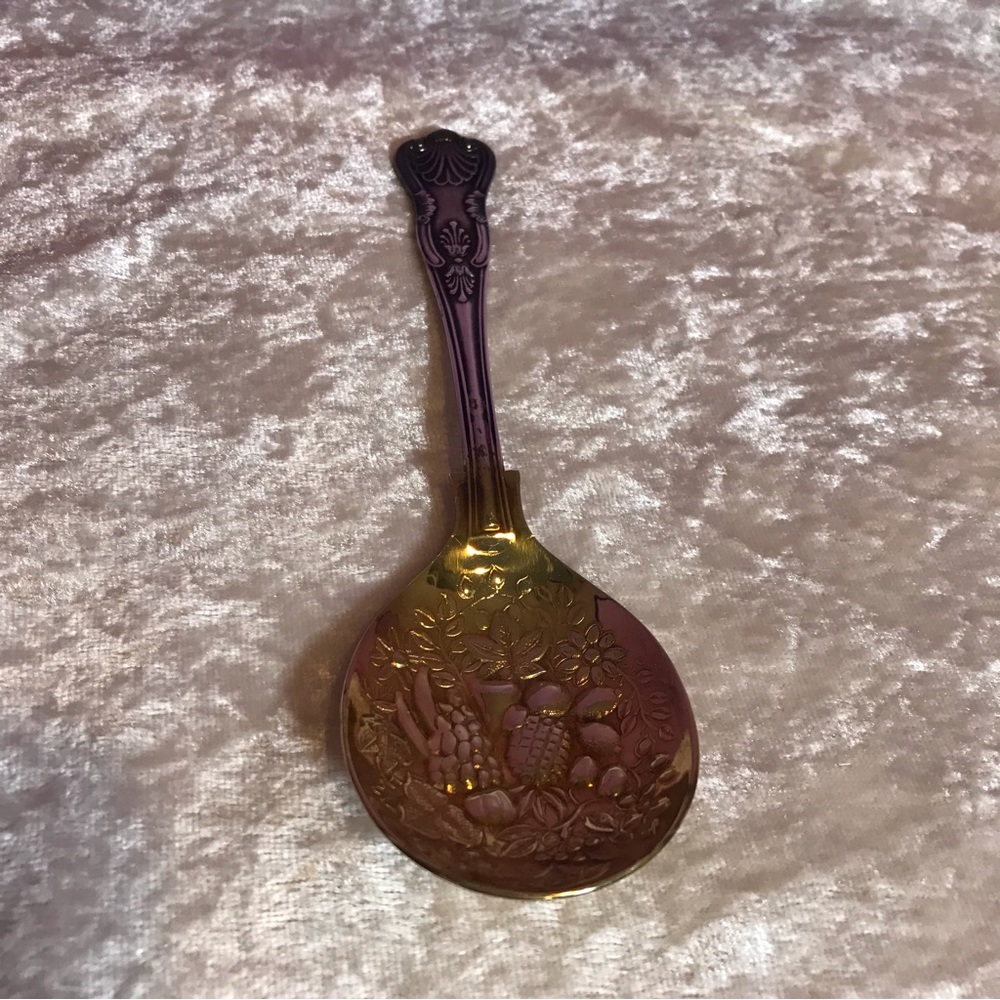 FREE * Vintage Silver Sheffield Spoon Fruit Compete Motif Antique Retro Serving - Picture 8 of 9
